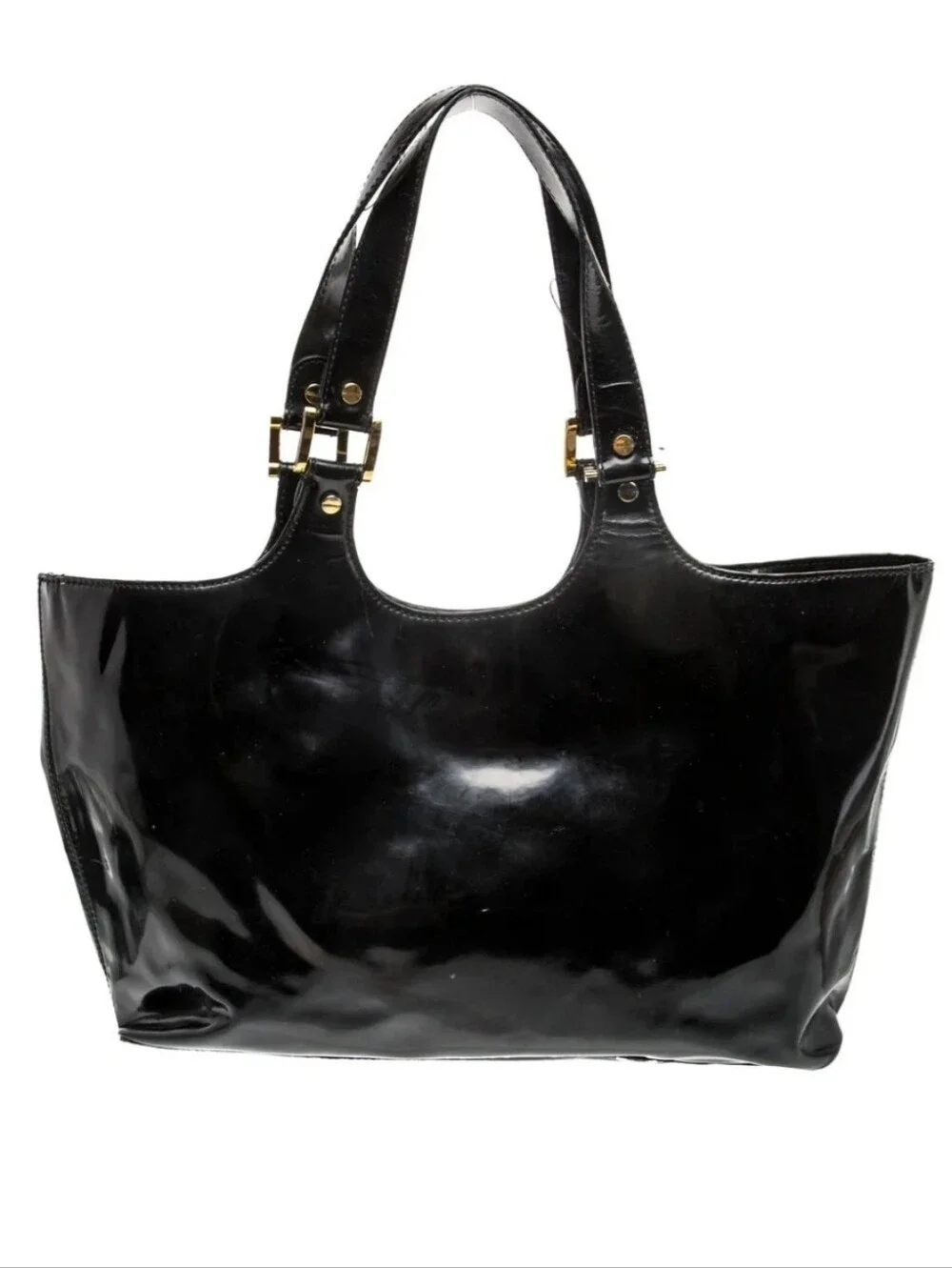 Tory Burch Authentic Black Patent Leather Top Handle Bag